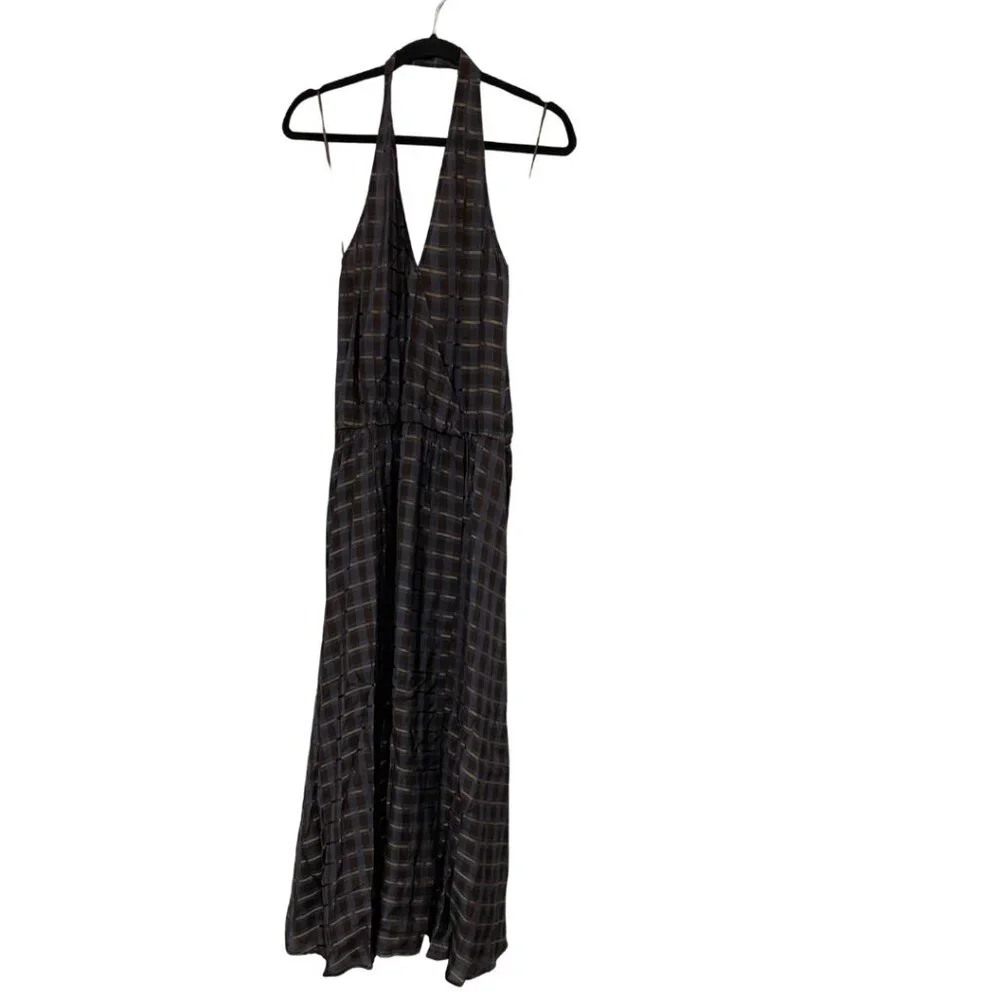 Massimo Dutti Womens Dress EU 38
US 6 Plaid Halter Neck Blue Brown NWT - Picture 3 of 15